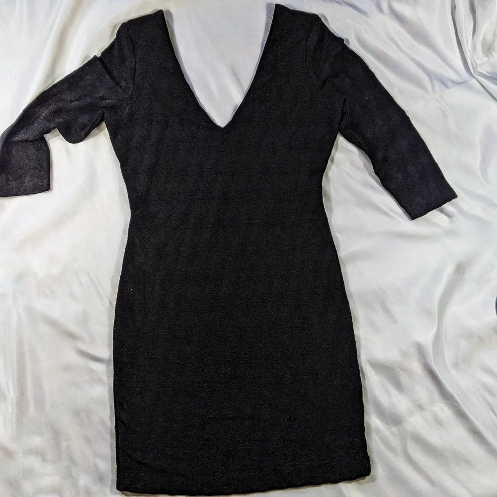H&M black textured bodycon with open back